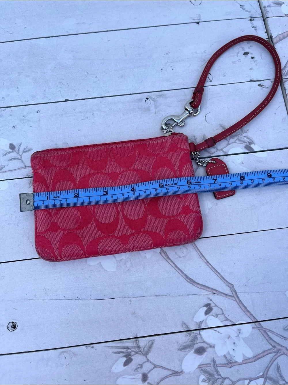 Coach Red Signature Canvas Wristlet